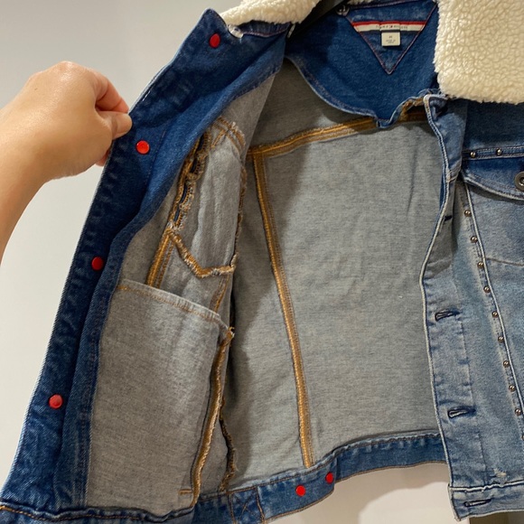 Faux Fur Collar Denim Jacket For Kids - Picture 12 of 14